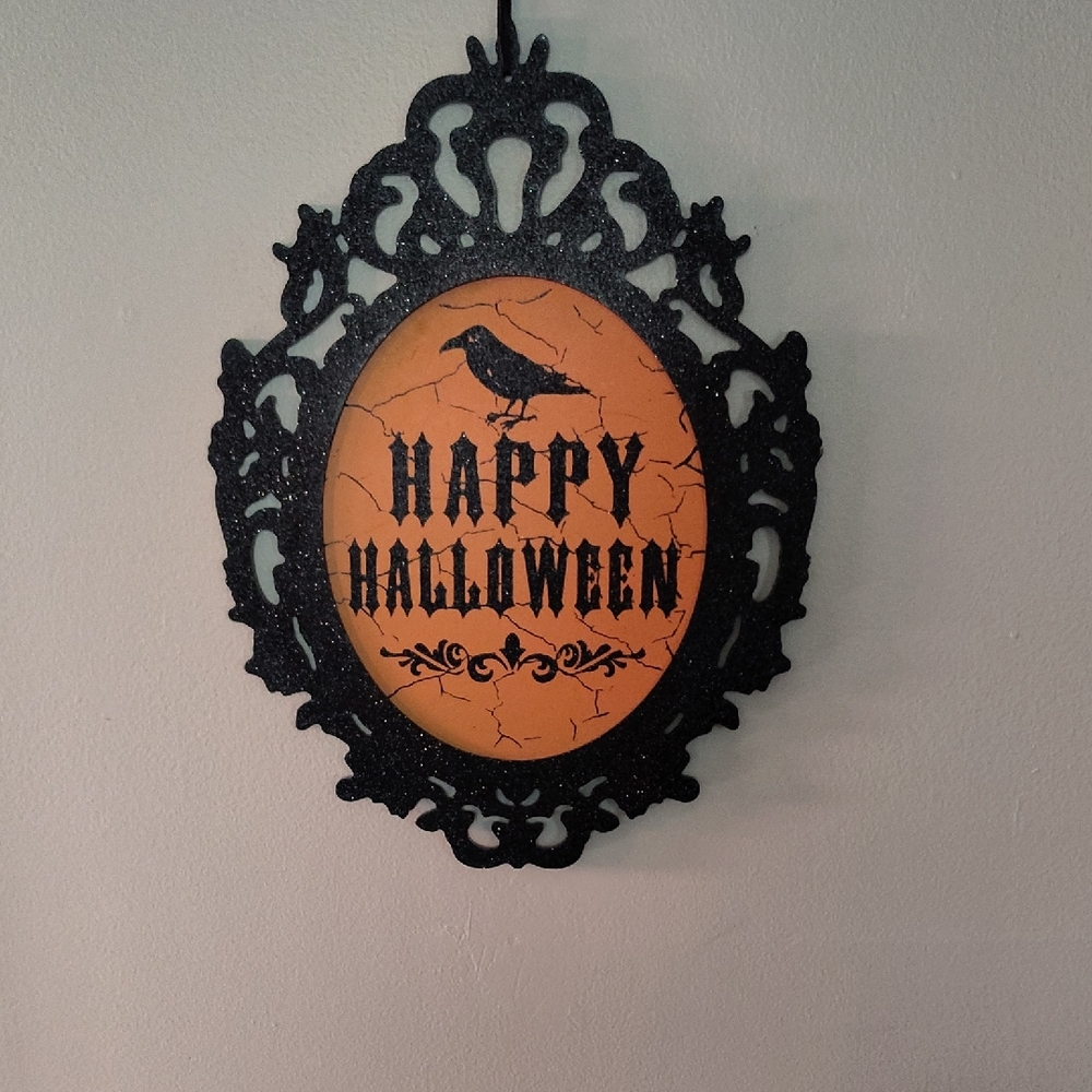 NWOT Halloween Black and Orange Wall Decor 16"L X 12"W